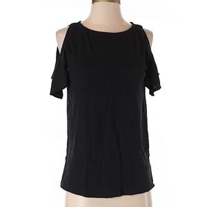 LOFT Cold Shoulder Black Tee XS